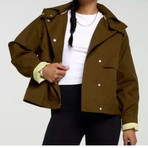 CALIA Women's Crop Trench Jacket - Dark Khaki Olive